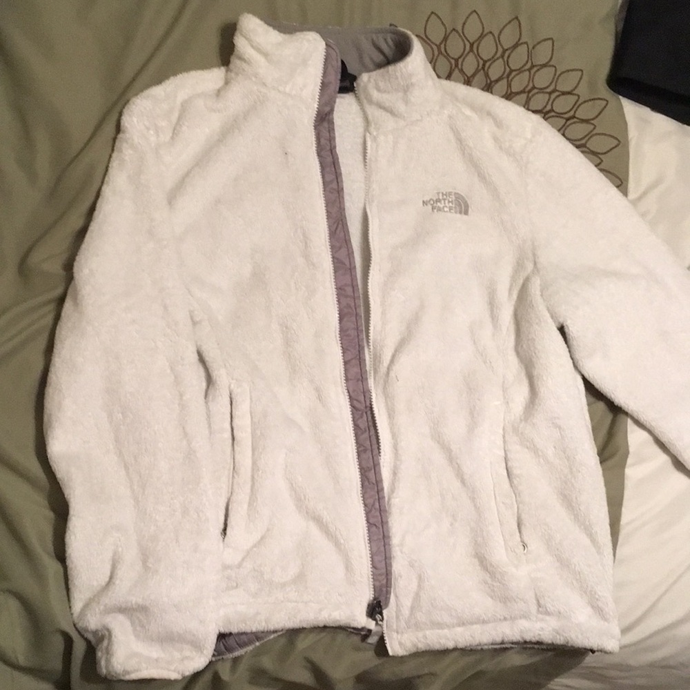 White North Face Zip Up Jacket